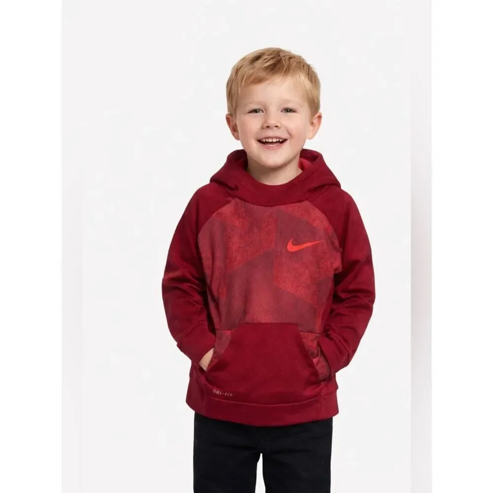 Nike Dri-FIT Red Hoodie Youth Size Small 4-5 Pullover Swoosh